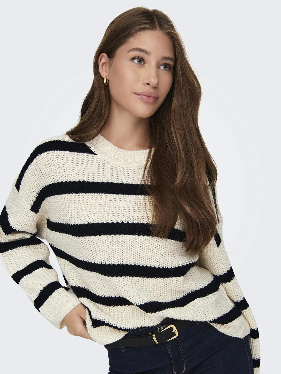 Justy Striped Knit - Eggnog Black