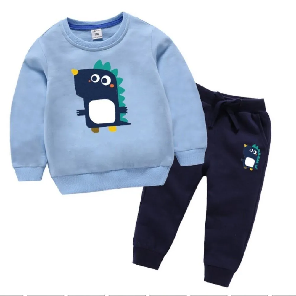 Kid Litte Dinosaur Cartoon Printed Top & Pants Boy Clothes Wholesale