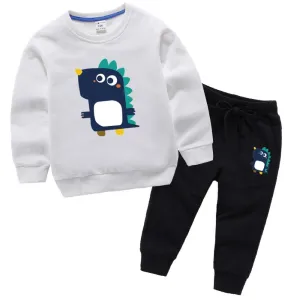 Kid Litte Dinosaur Cartoon Printed Top & Pants Boy Clothes Wholesale