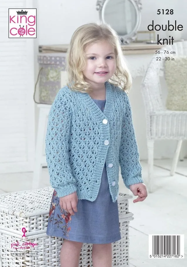 King Cole Cottonsoft DK Pattern 5128 - V & Round Cardigans