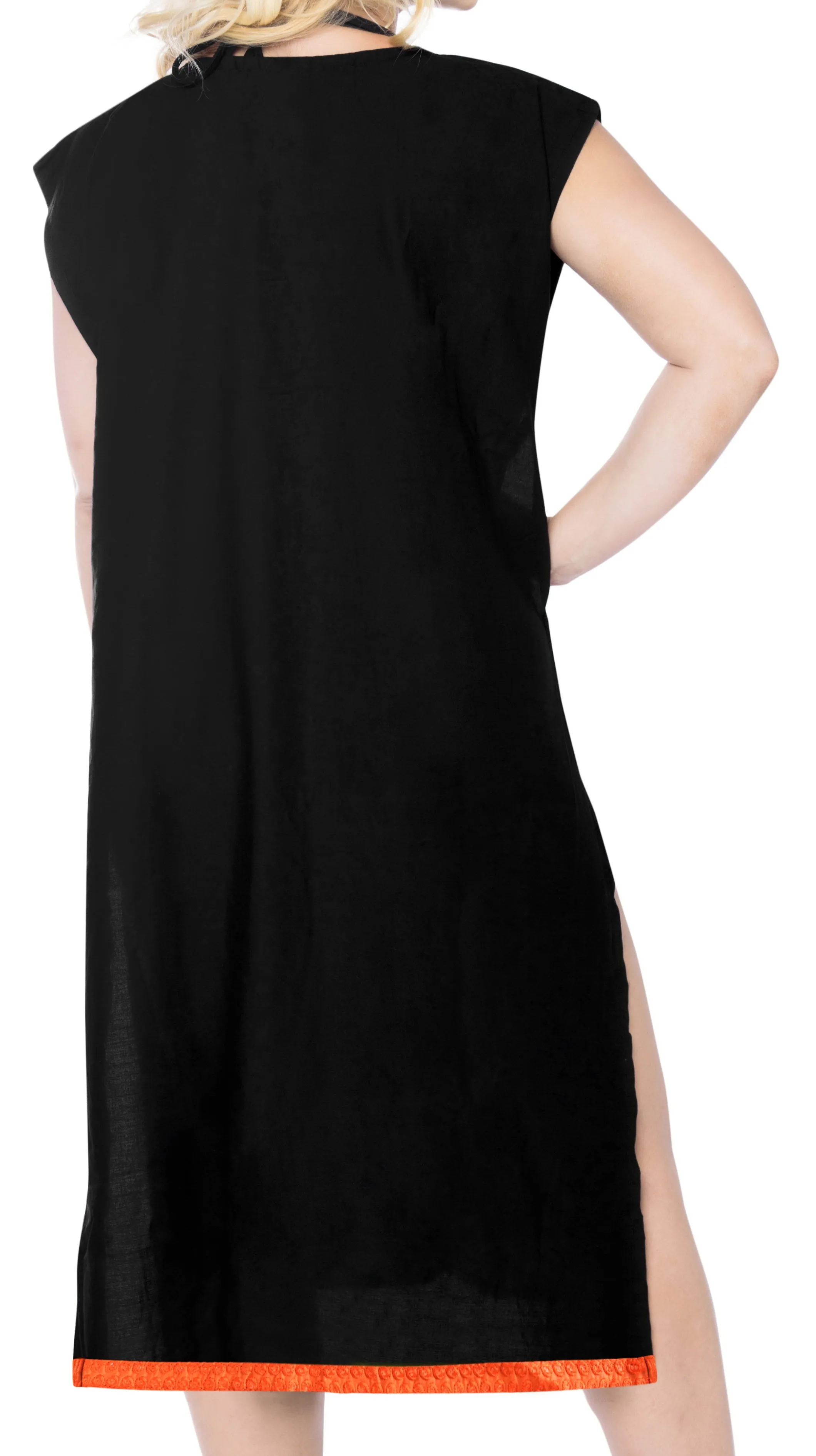 LA LEELA Women's Beach Swimsuit for Women Cover-ups Bikini Cover-Up Solid Plain Black OSFM 8-14[M-L]