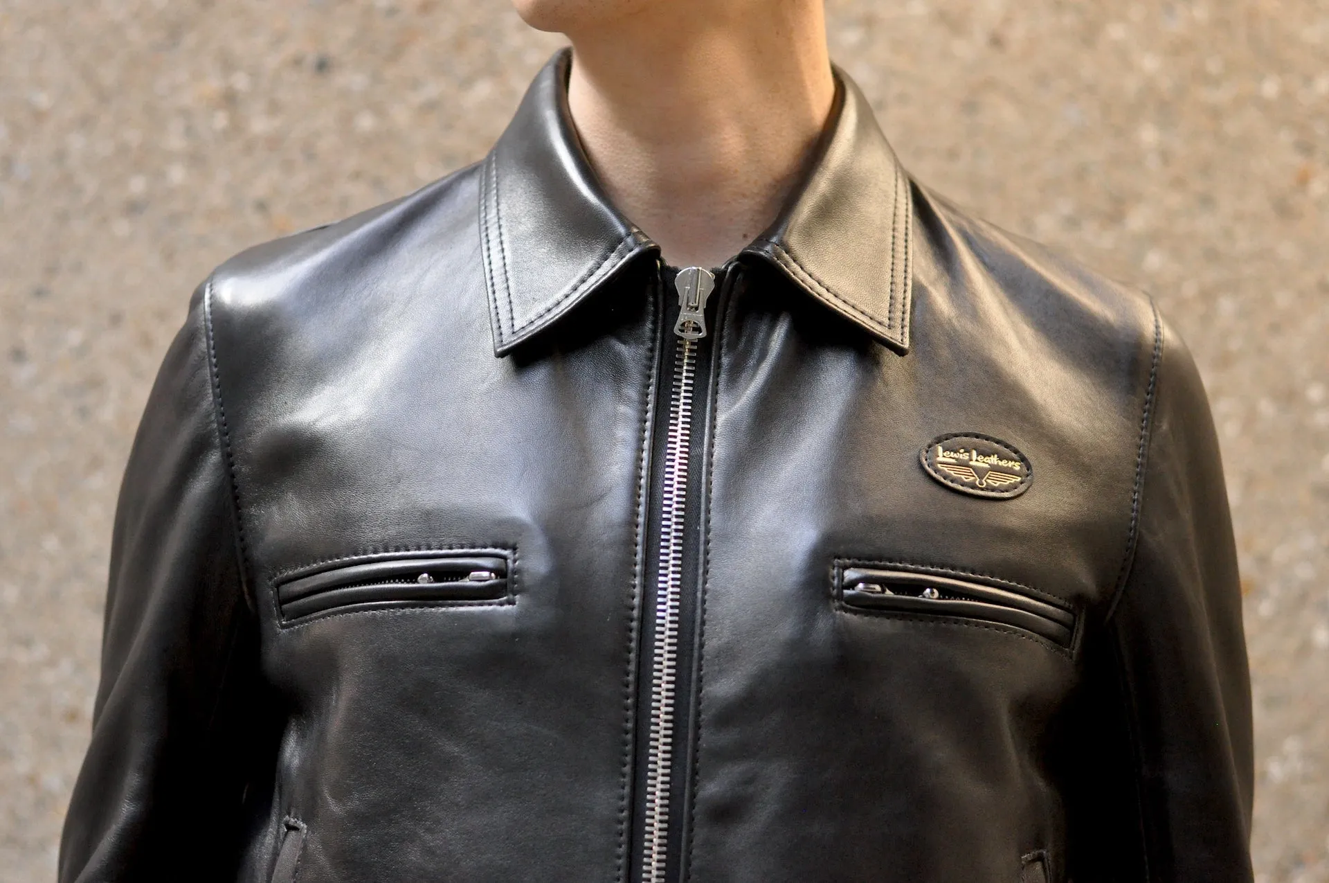Lewis Leathers Black Sheepskin 'Dominator' 551T Leather Jacket (Tight fit)