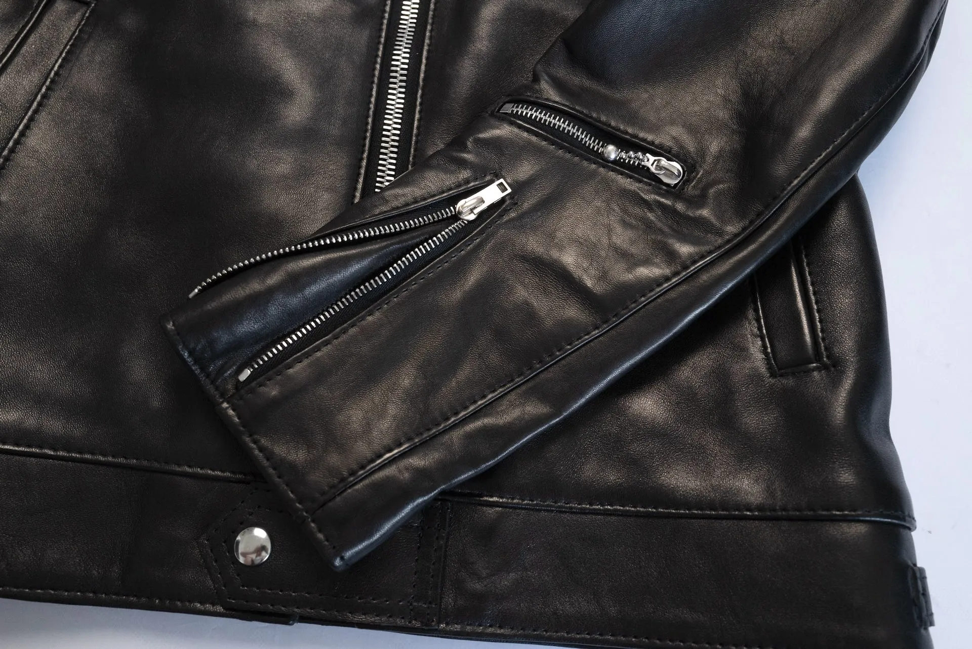 Lewis Leathers Black Sheepskin 'Dominator' 551T Leather Jacket (Tight fit)