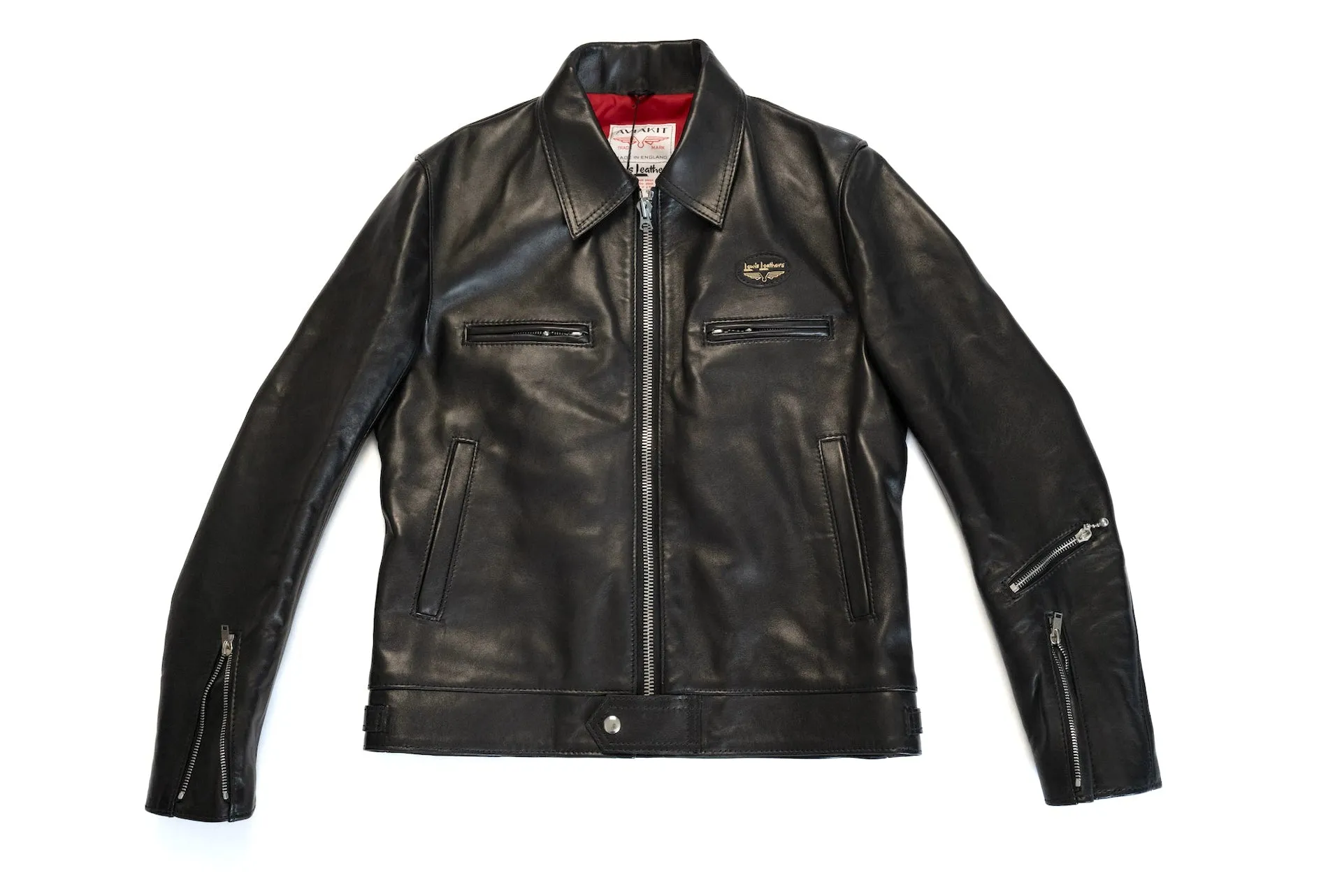 Lewis Leathers Black Sheepskin 'Dominator' 551T Leather Jacket (Tight fit)