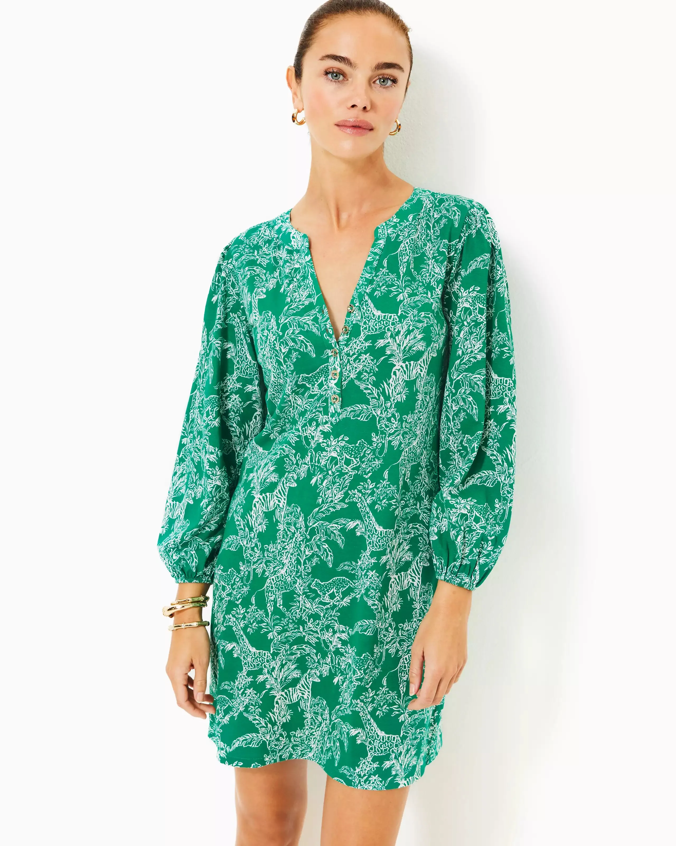 Lilly Pulitzer Emery Dress Fiddle Leaf Green Safari Party