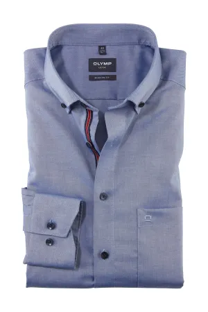 Luxor Modern Fit Long Sleeve Shirt with Trim - Smoke Blue