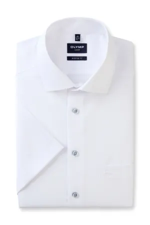 Luxor Modern Fit Plain Short Sleeve Shirt - White
