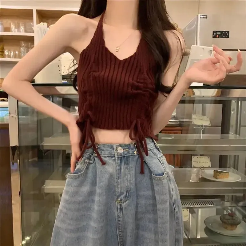 LVSANW 2025 Spring New Vintage Denim Skirt Matching Set Women's Elegant Loose Hollow Knitted Shirt Sexy Split Dress Two Piece Suit