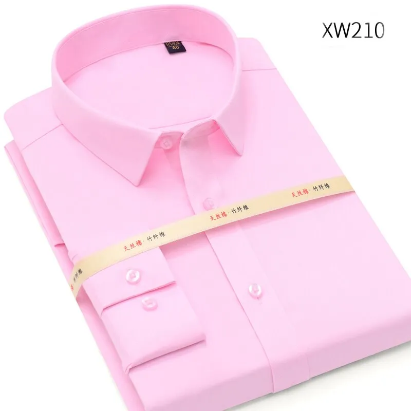 MACROSEA Men Solid Bamboo Fiber Long Sleeve Elastic Non Iron Male Regular-fit Dress Shirt