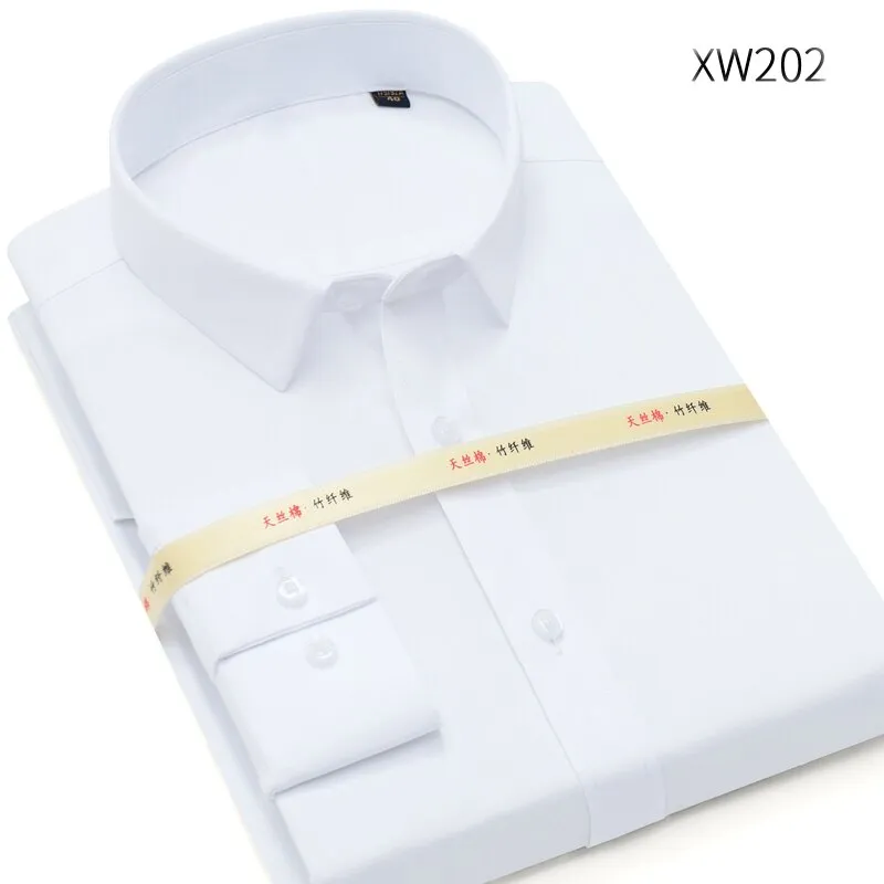 MACROSEA Men Solid Bamboo Fiber Long Sleeve Elastic Non Iron Male Regular-fit Dress Shirt