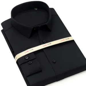 MACROSEA Men Solid Bamboo Fiber Long Sleeve Elastic Non Iron Male Regular-fit Dress Shirt