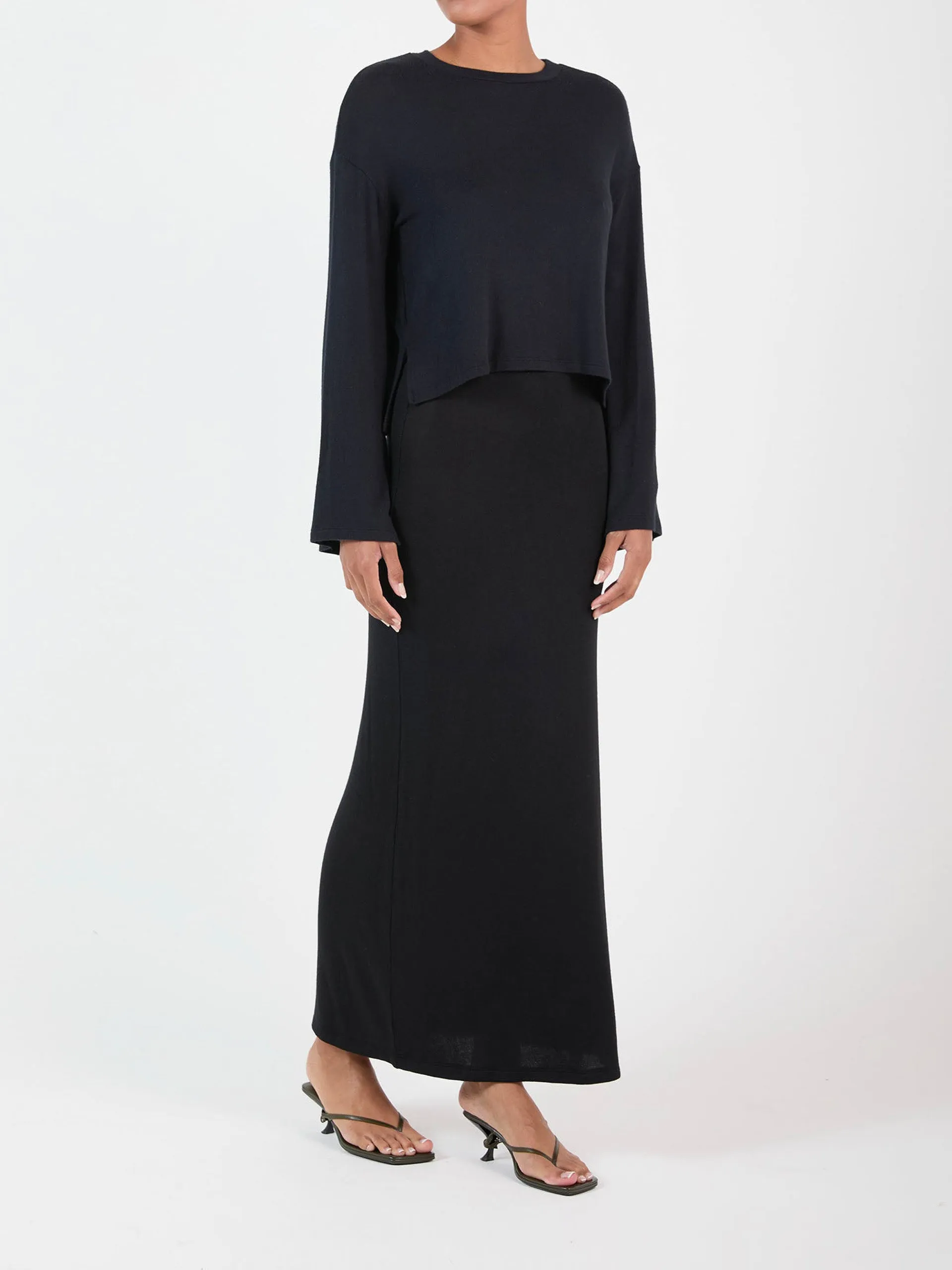 Maxi skirt in stretch modal knit