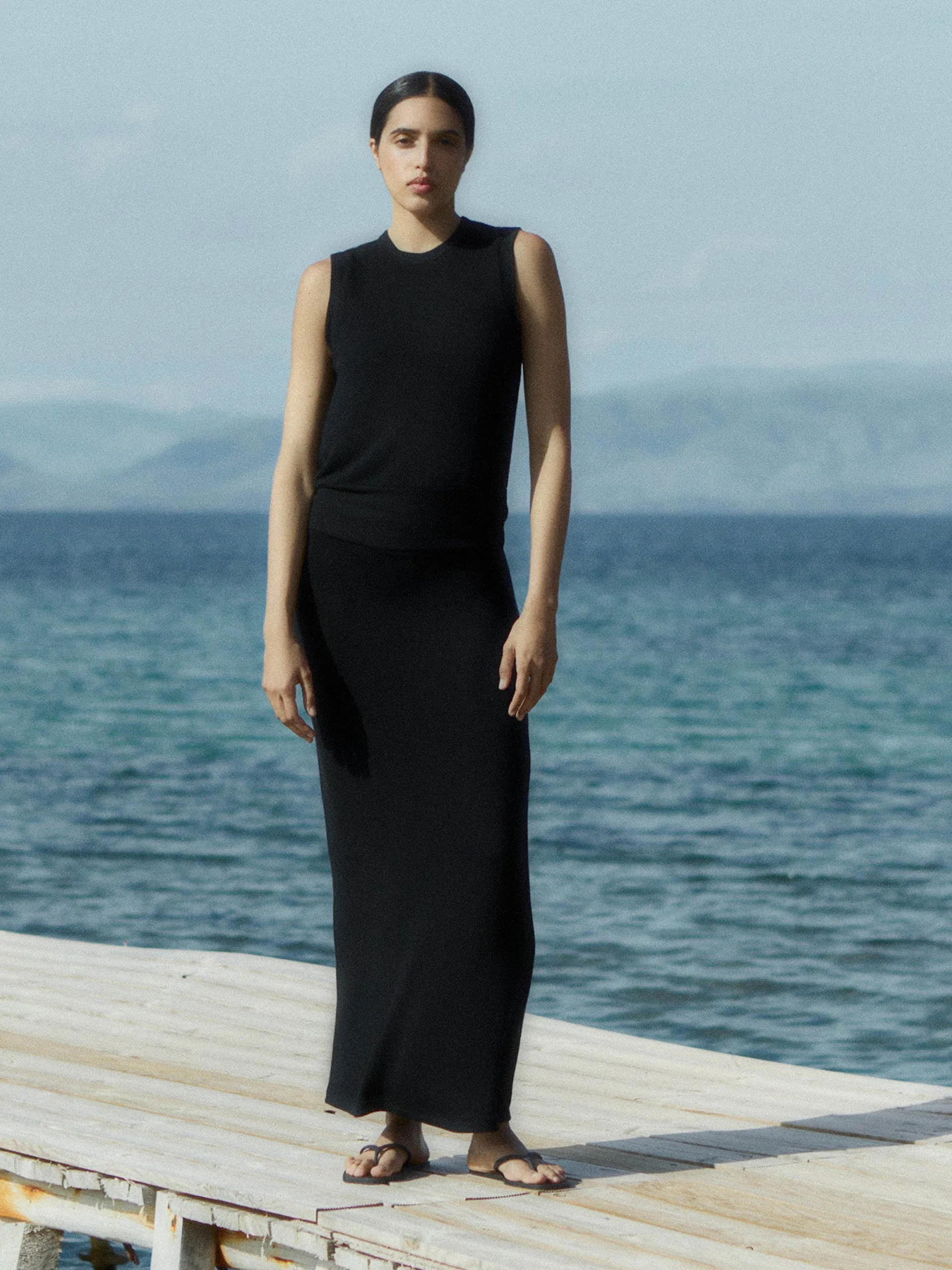 Maxi skirt in stretch modal knit