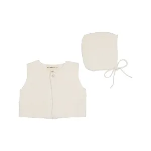 Mema Knits Winter White Knit Cropped Vest   Bonnet (352)