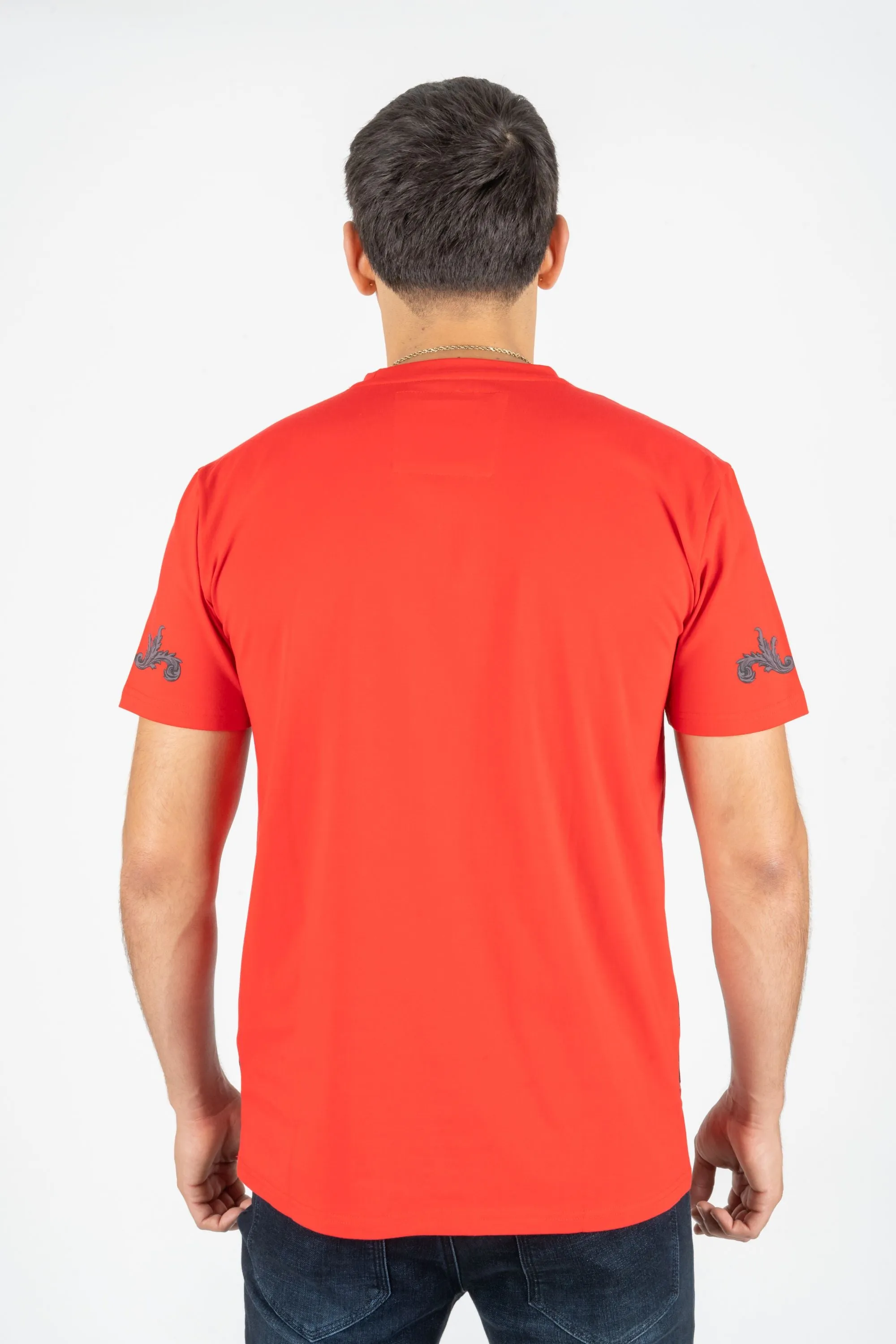 Men's Cotton Orange Rhinestone T-shirt