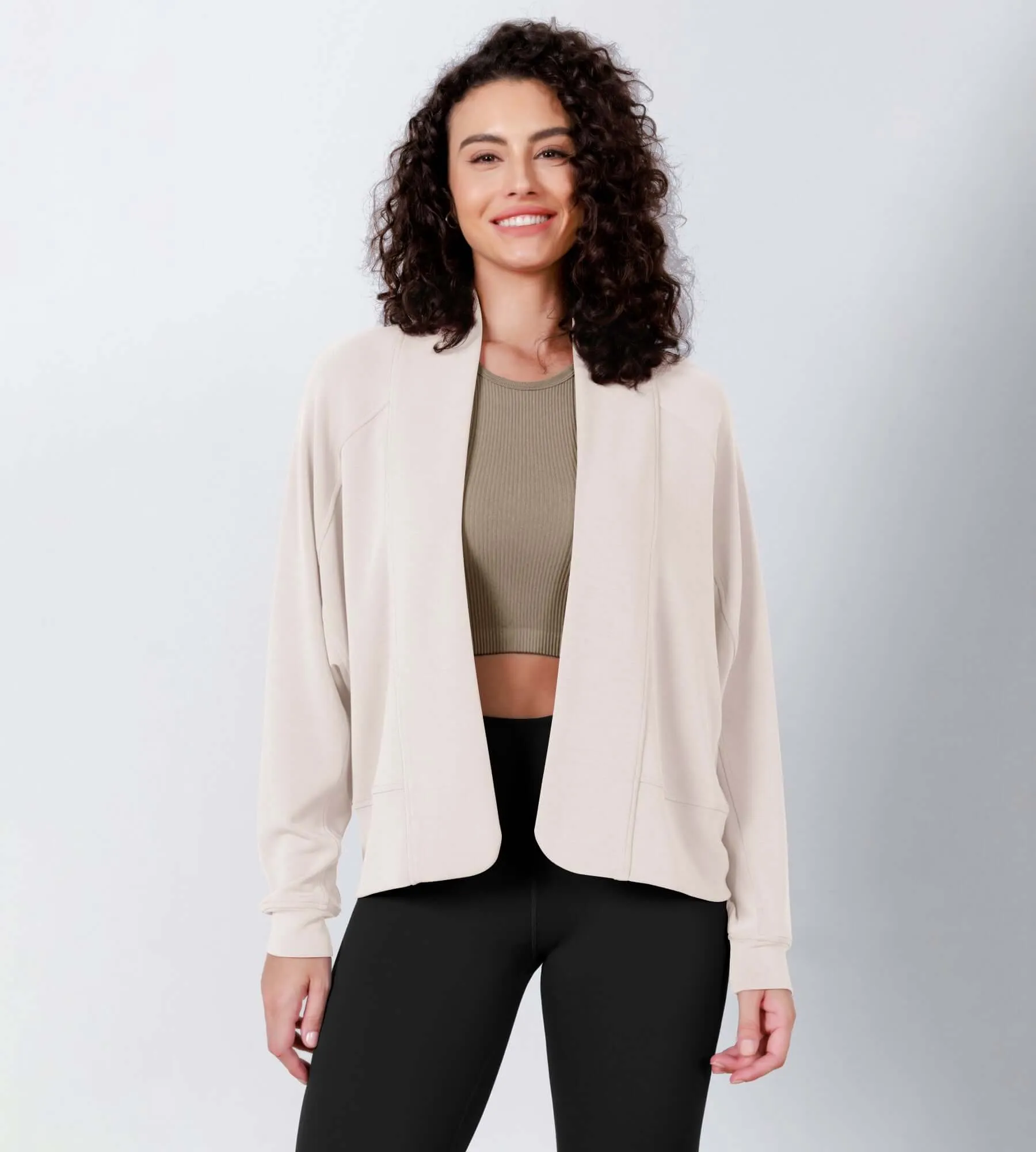 Modal Soft Open Front Long Sleeve Casual Wrap Cardigans