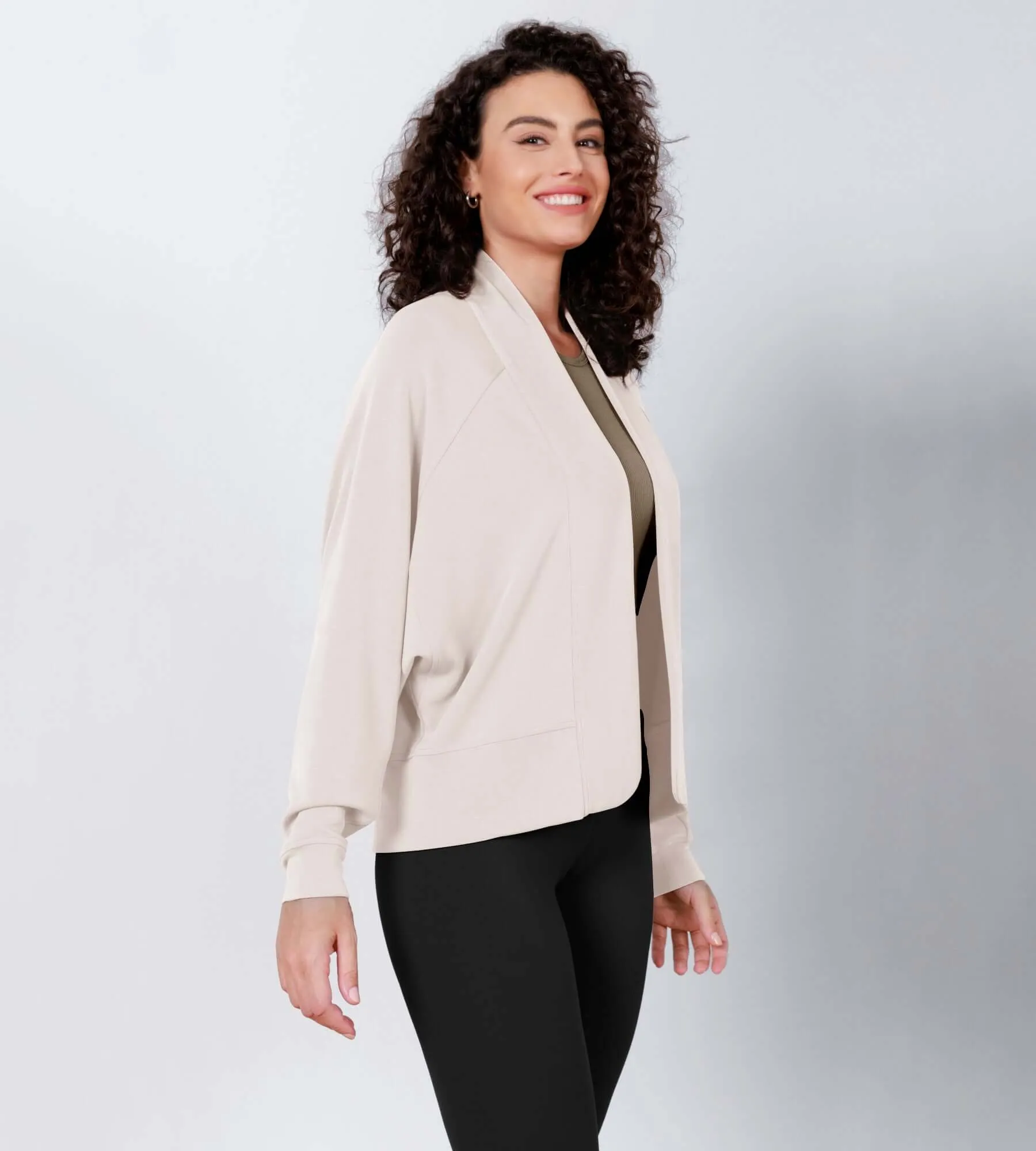 Modal Soft Open Front Long Sleeve Casual Wrap Cardigans