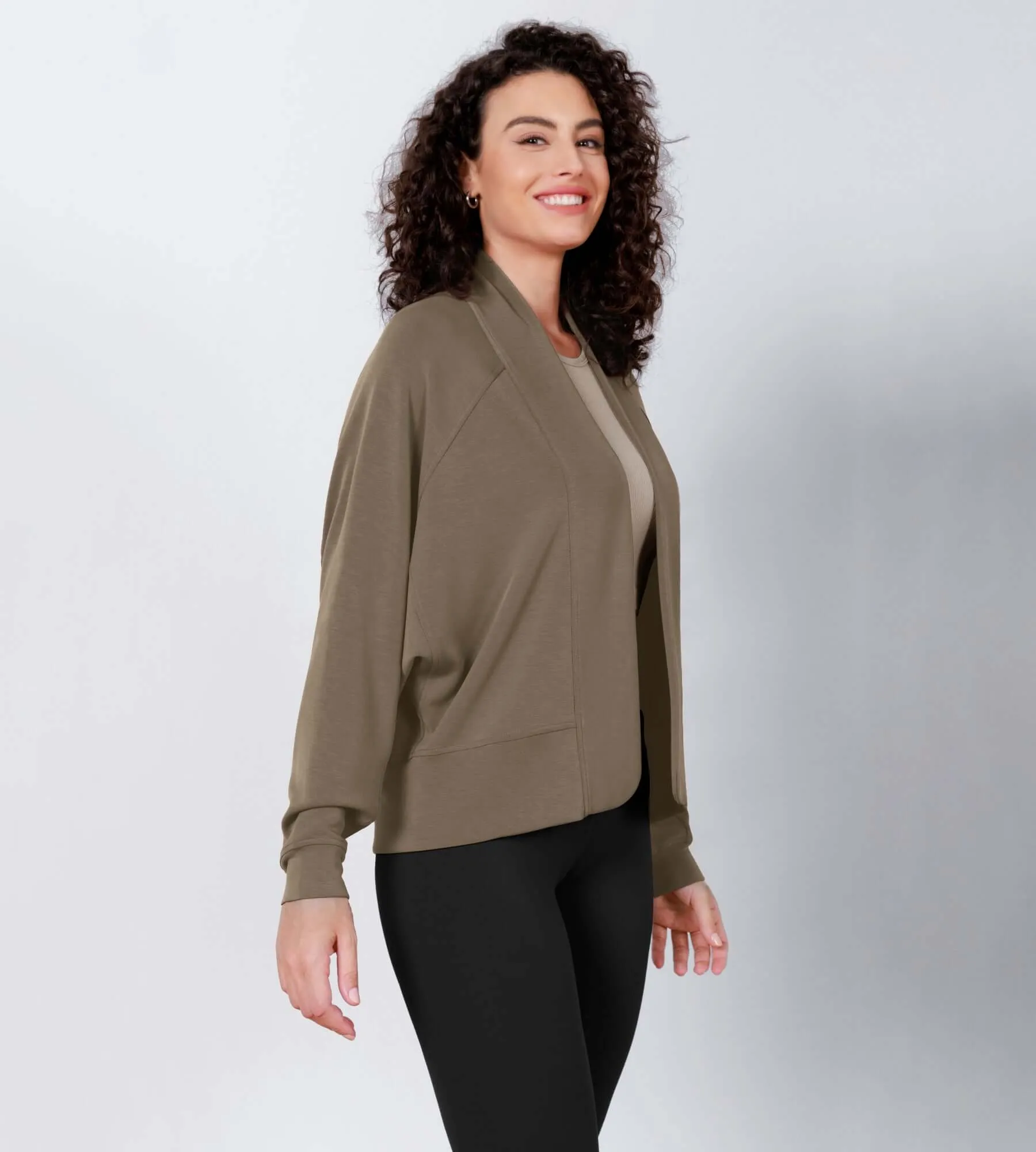 Modal Soft Open Front Long Sleeve Casual Wrap Cardigans