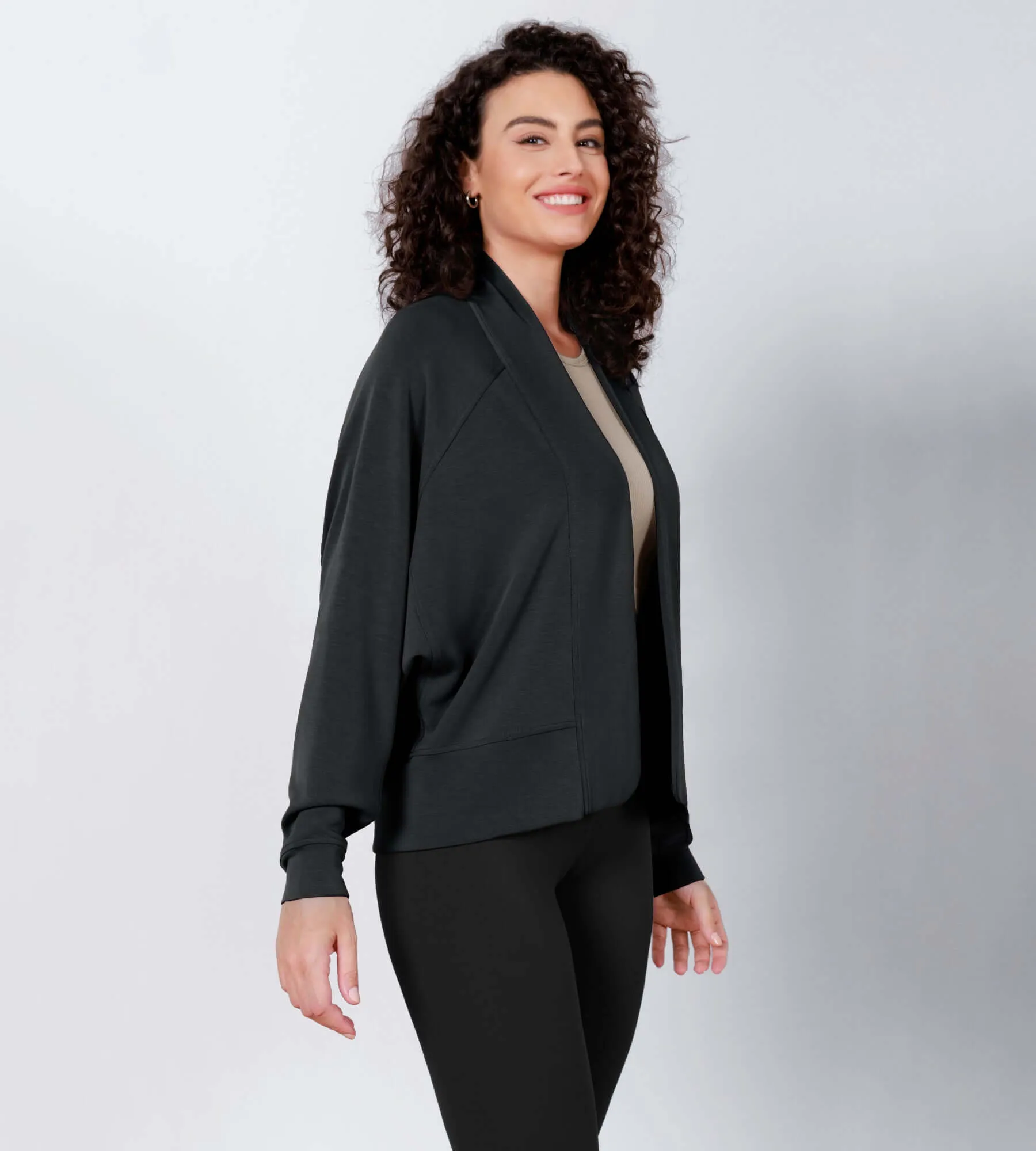 Modal Soft Open Front Long Sleeve Casual Wrap Cardigans