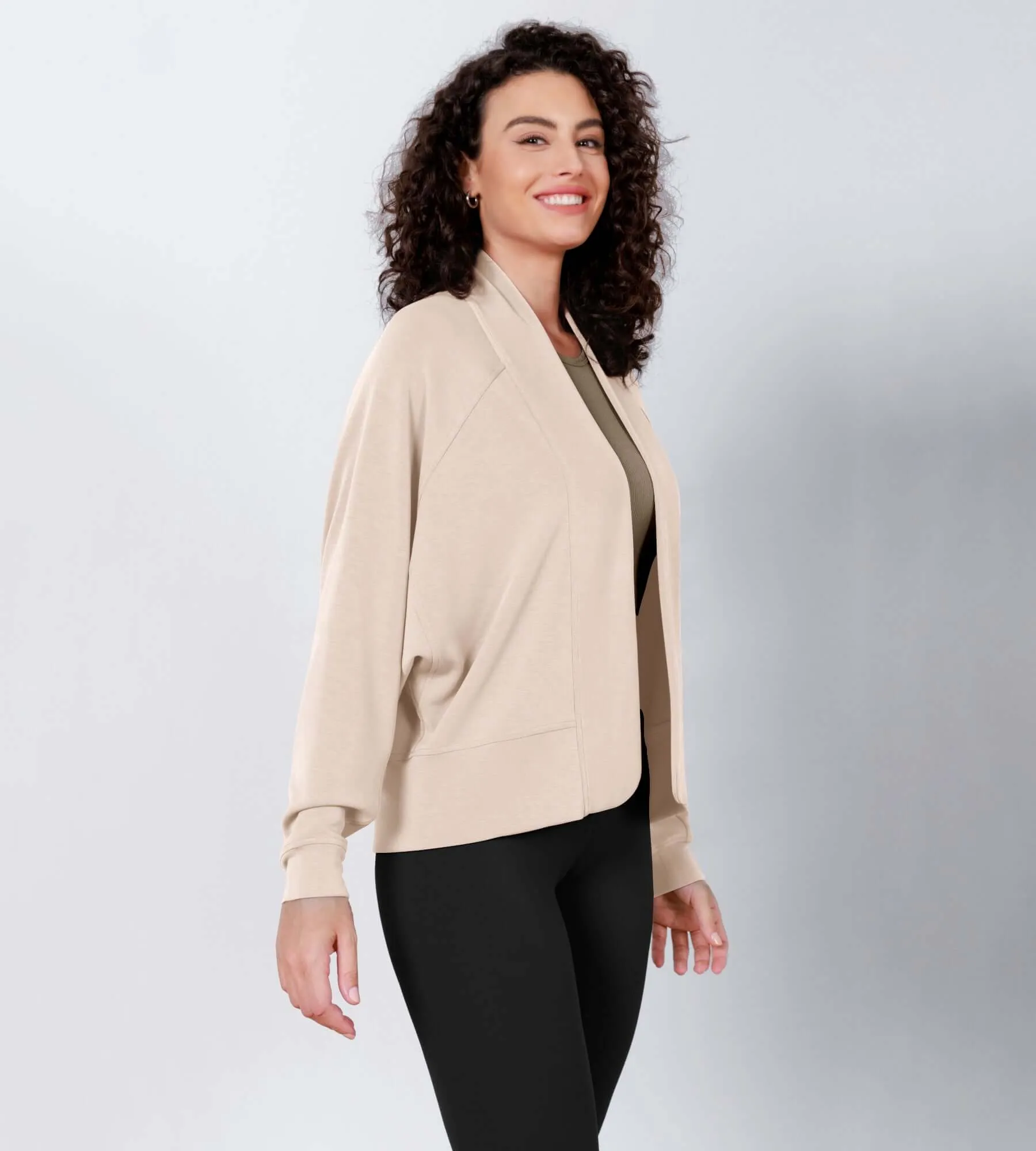 Modal Soft Open Front Long Sleeve Casual Wrap Cardigans