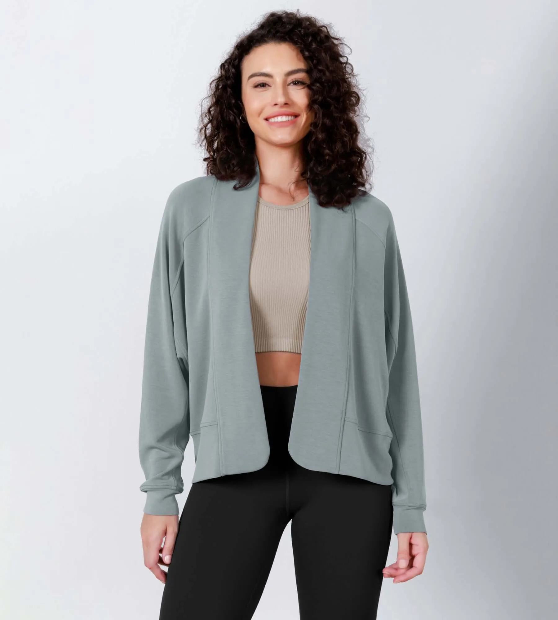 Modal Soft Open Front Long Sleeve Casual Wrap Cardigans