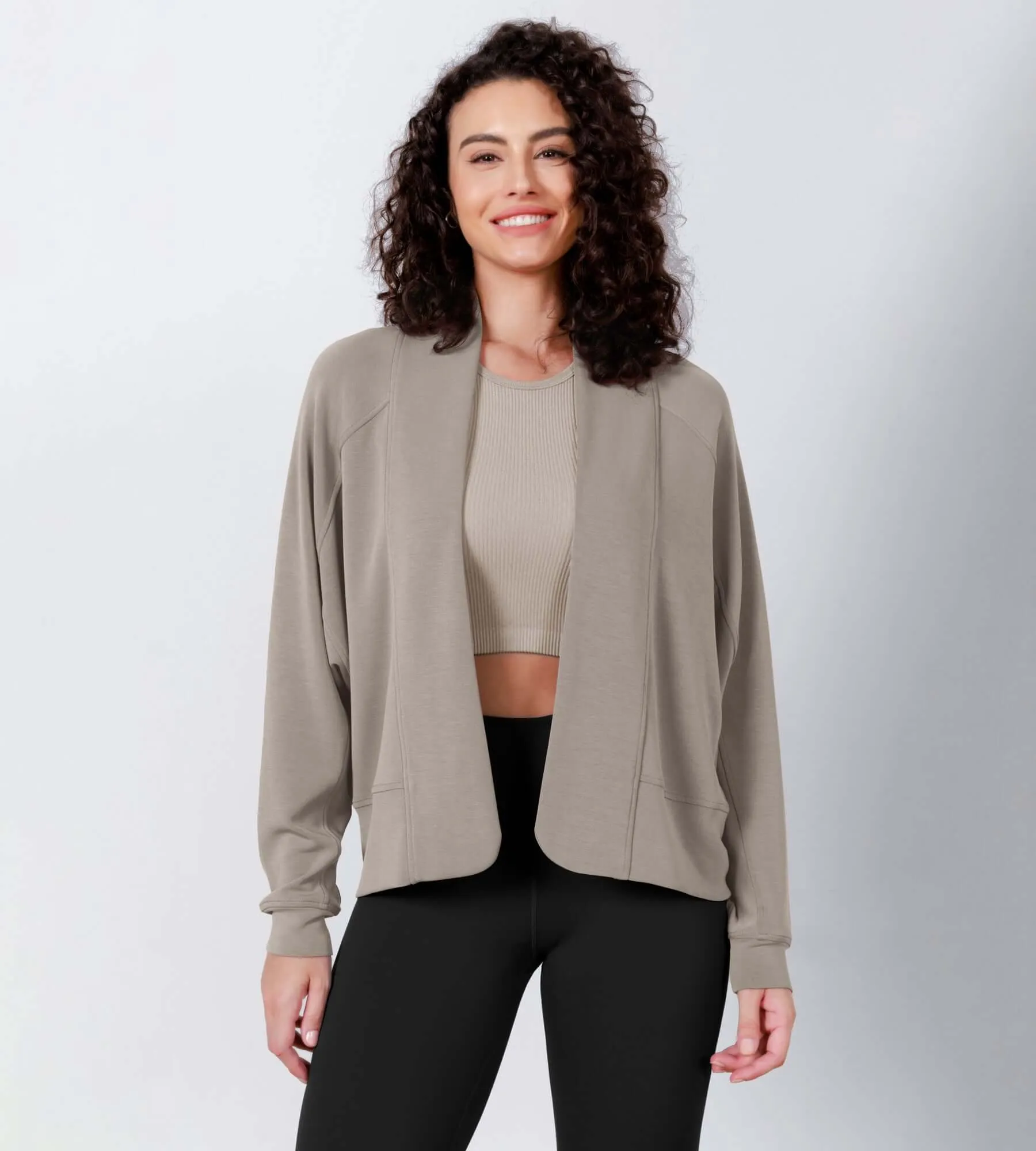 Modal Soft Open Front Long Sleeve Casual Wrap Cardigans