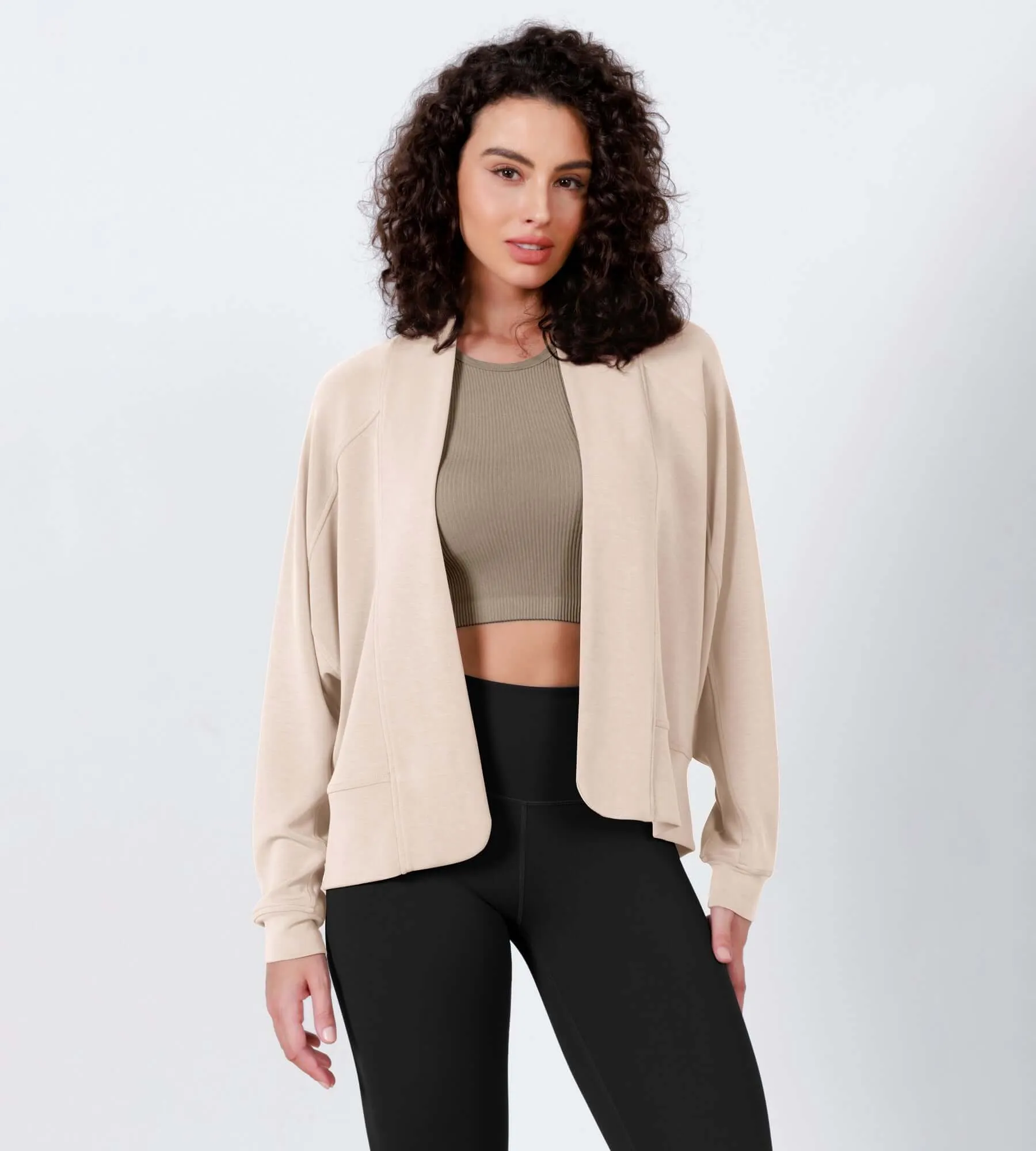 Modal Soft Open Front Long Sleeve Casual Wrap Cardigans