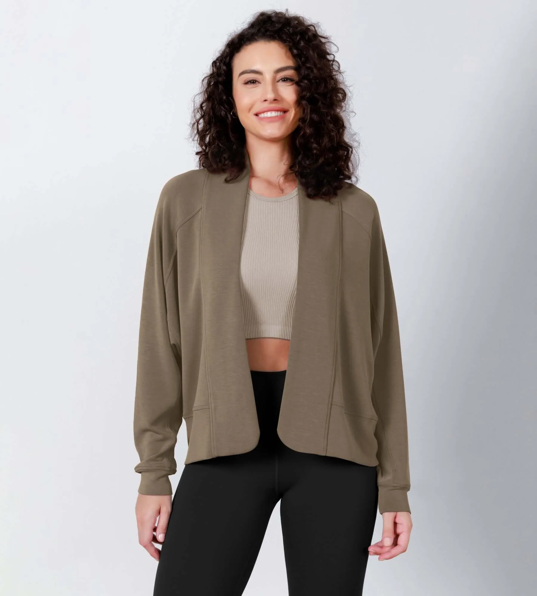 Modal Soft Open Front Long Sleeve Casual Wrap Cardigans