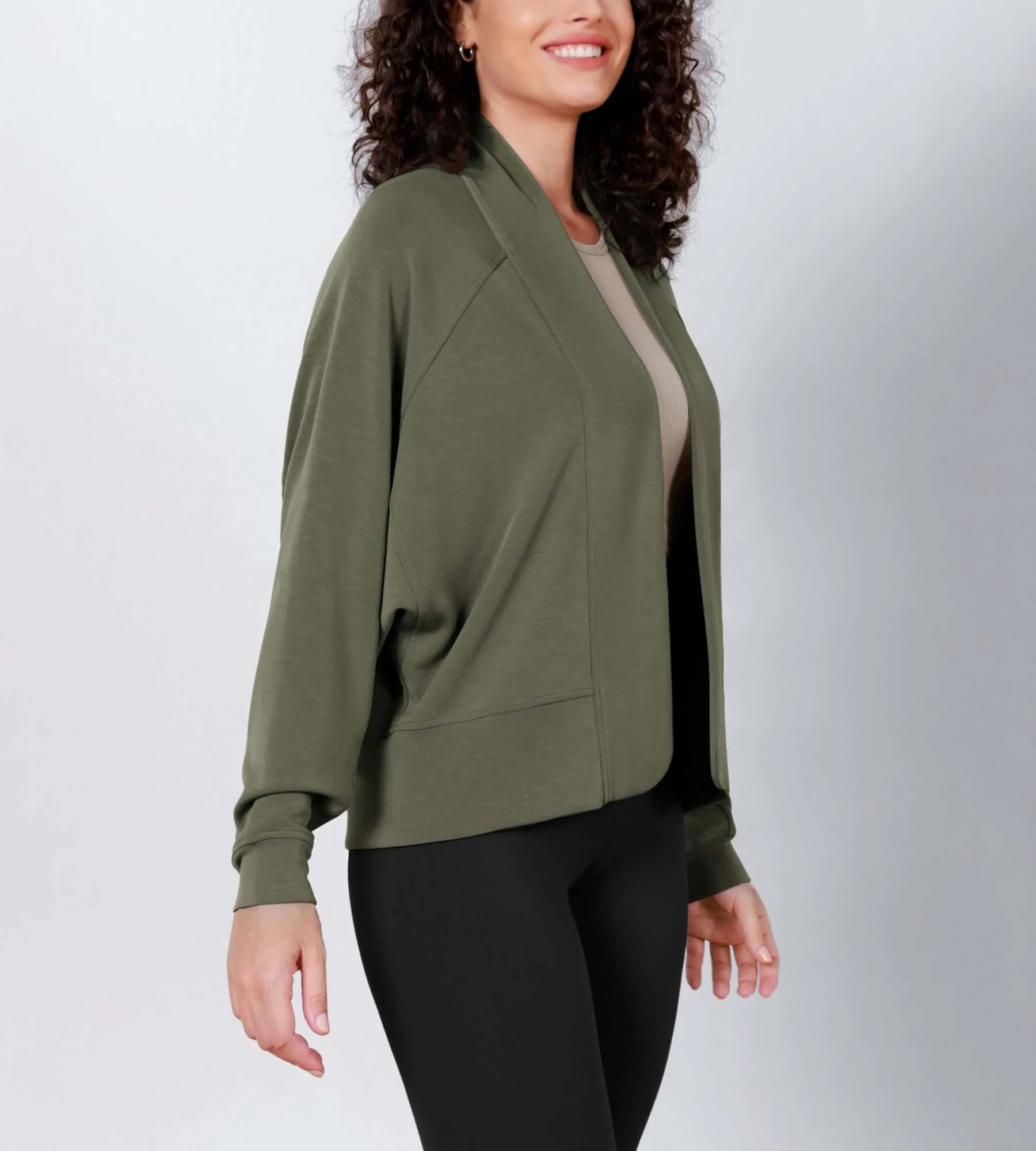 Modal Soft Open Front Long Sleeve Casual Wrap Cardigans