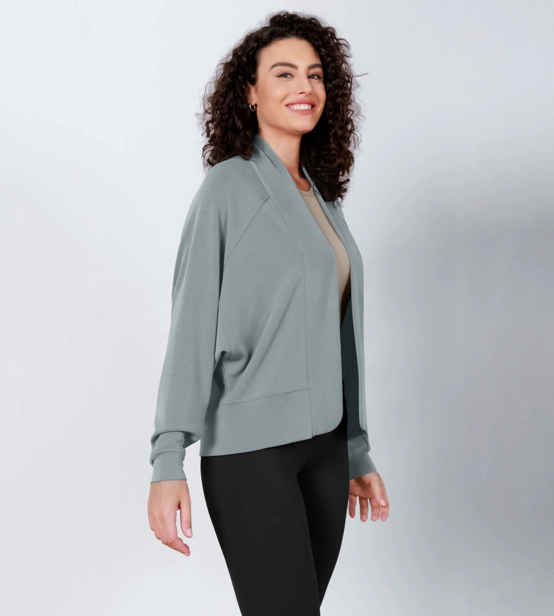Modal Soft Open Front Long Sleeve Casual Wrap Cardigans