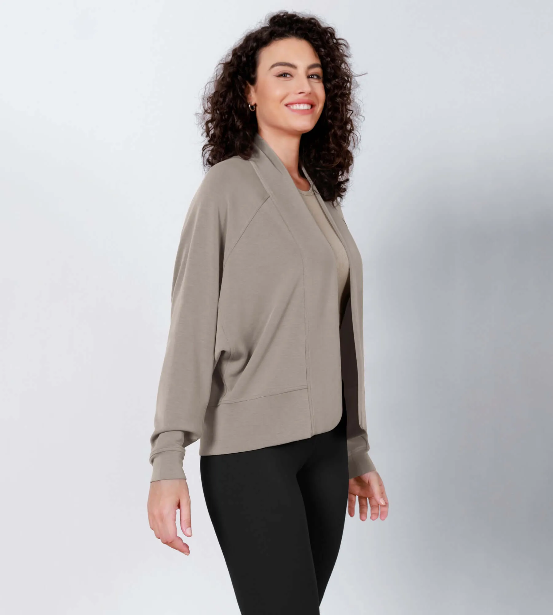 Modal Soft Open Front Long Sleeve Casual Wrap Cardigans