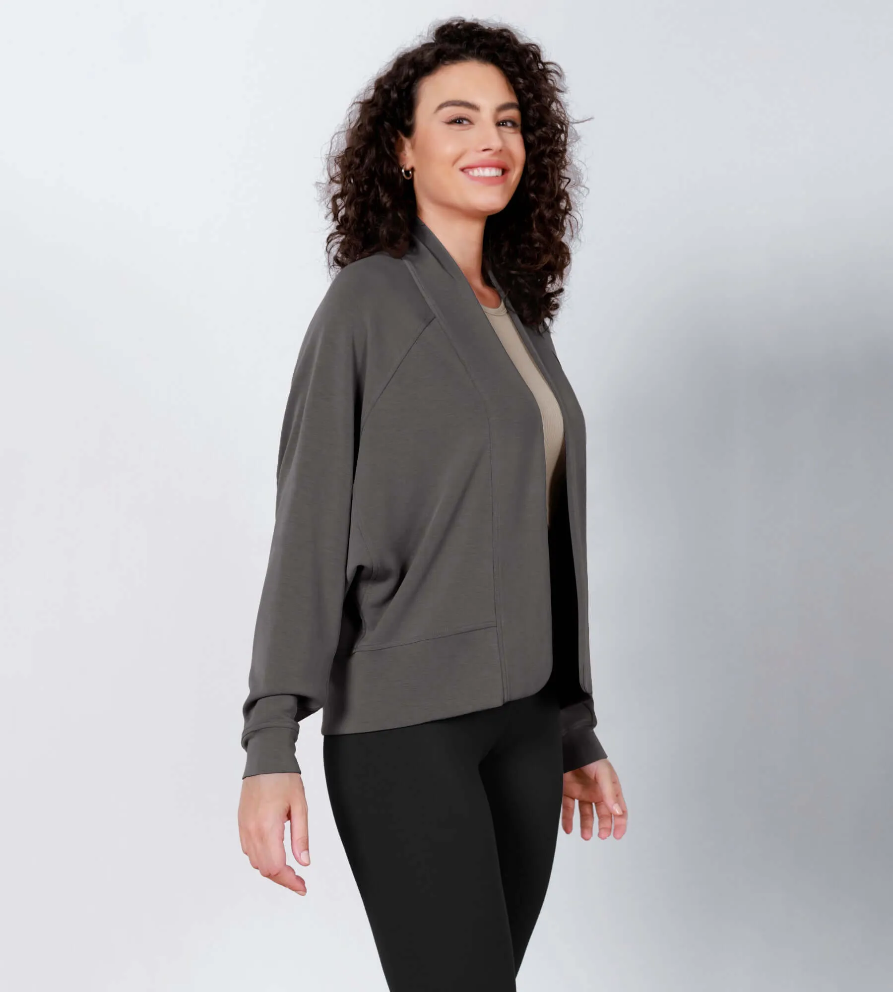 Modal Soft Open Front Long Sleeve Casual Wrap Cardigans