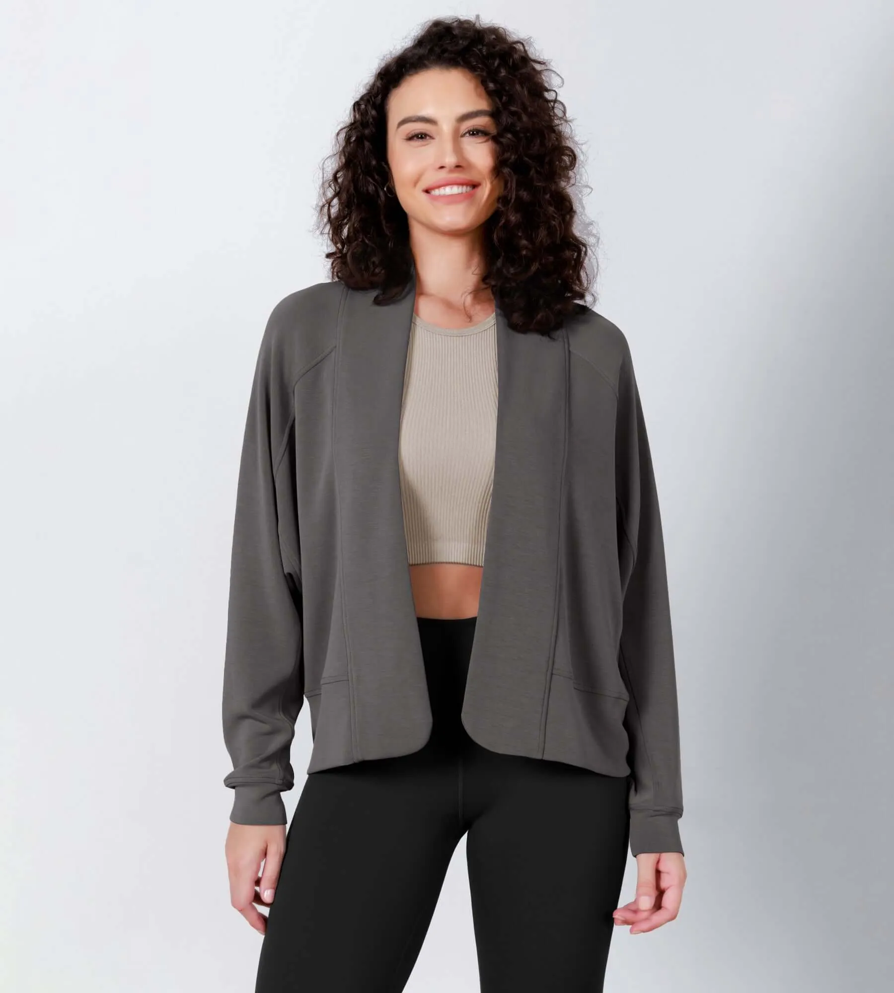 Modal Soft Open Front Long Sleeve Casual Wrap Cardigans