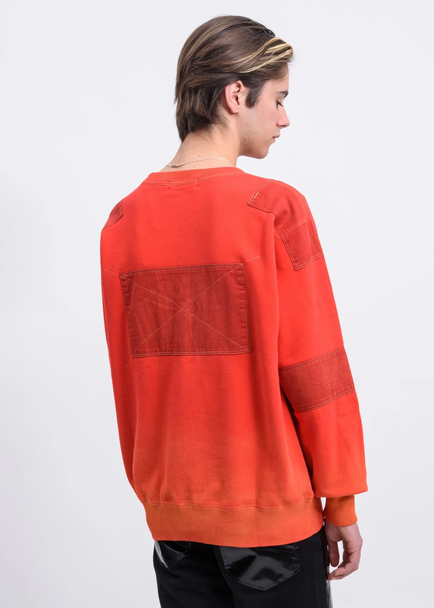 Orange Bleach Patchwork Sweater