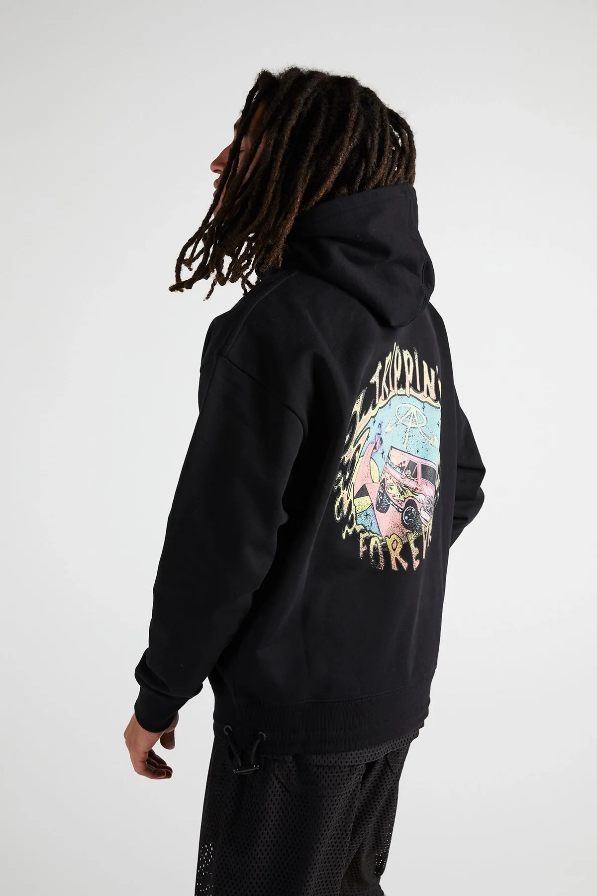 OVERSIZED HOODIE | BLACK TRIPPING FOREVER