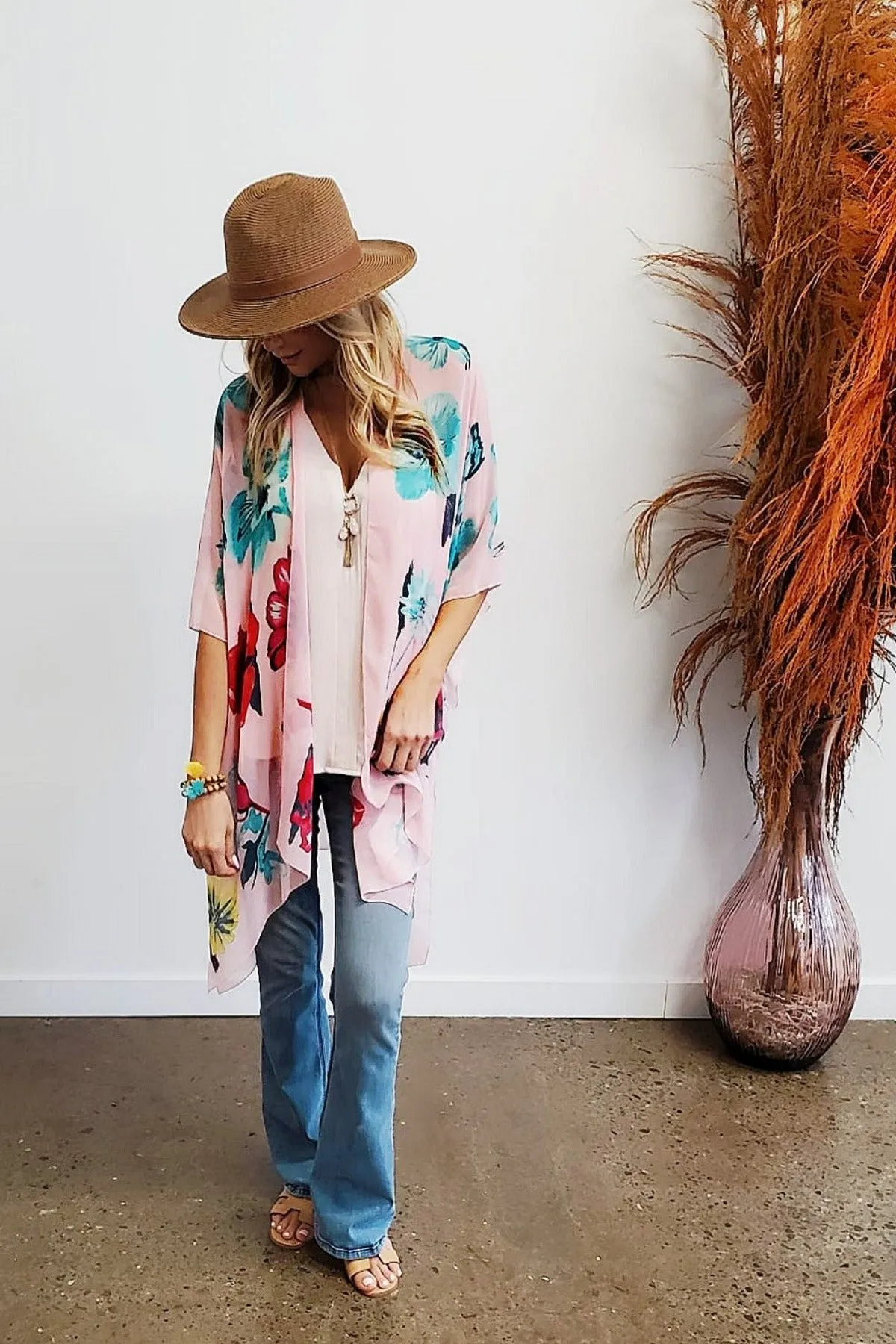 Pink Floral Kimono
