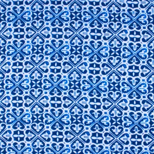 Printed Chiffon Yoryu - NAOMI - 004 - White & blue