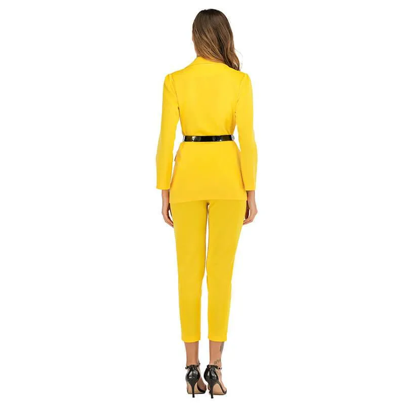 Professional High Waist Bodycon Skinny Long Sleeve Blouse Pants Sets