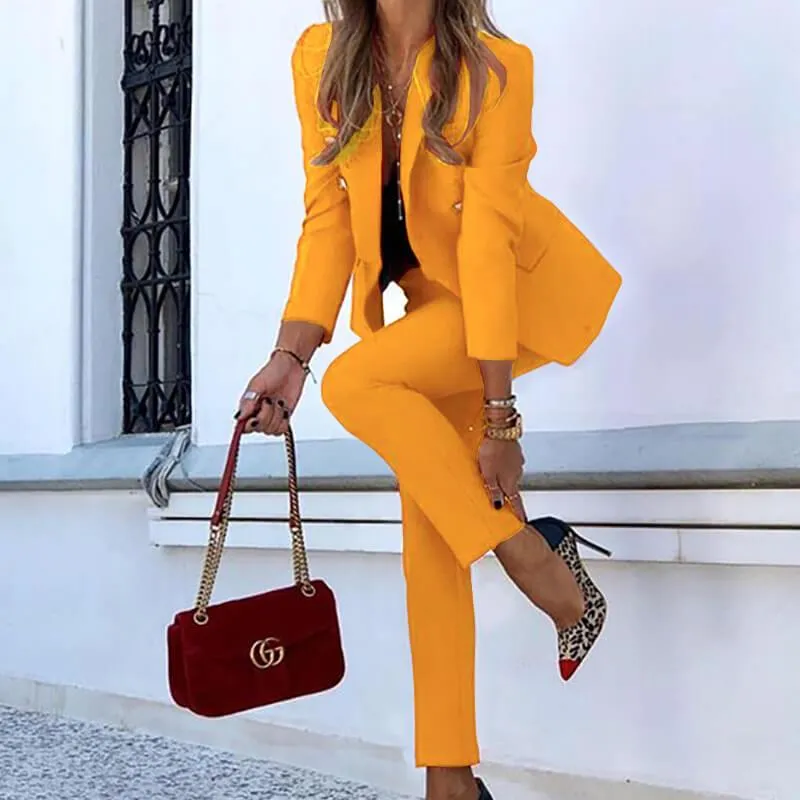 Professional High Waist Skinny Long Sleeve Blouse Pants Sets