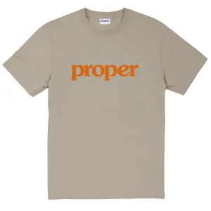 Proper Flock Logo T-shirt - Sand/Orange