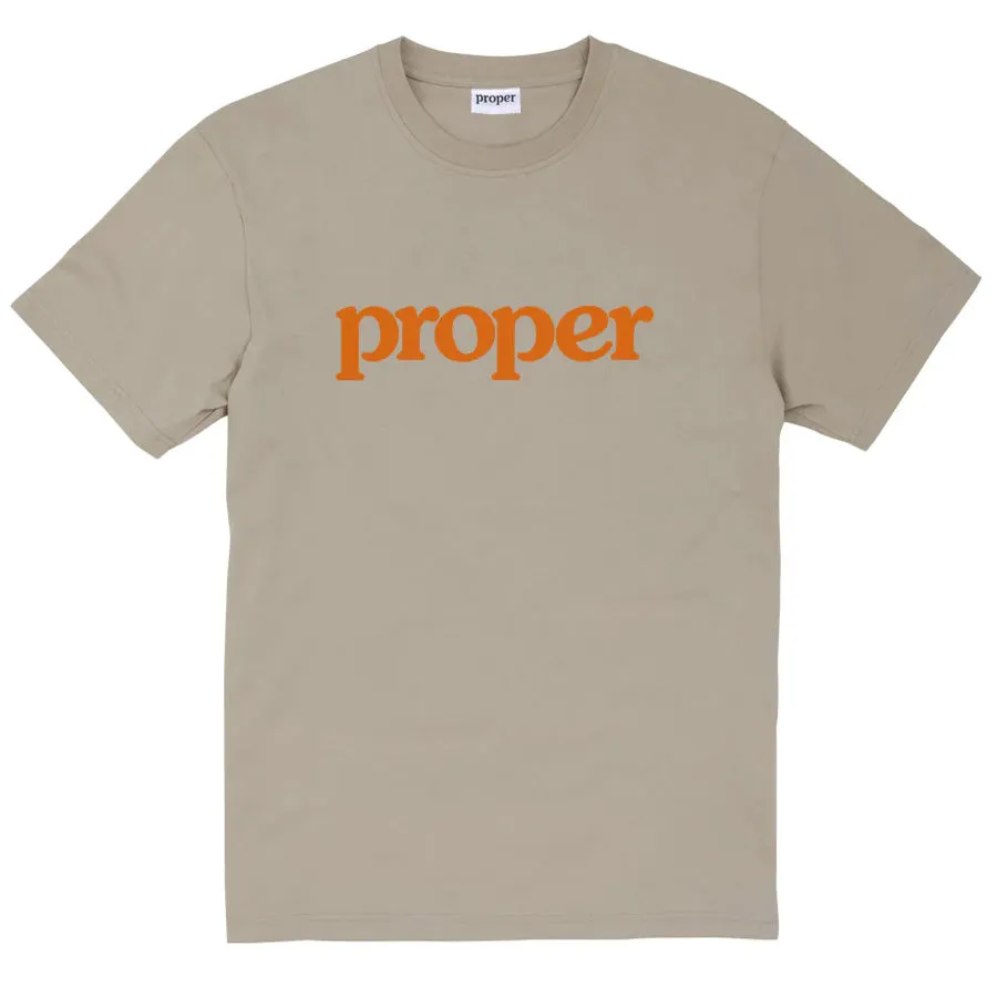 Proper Flock Logo T-shirt - Sand/Orange