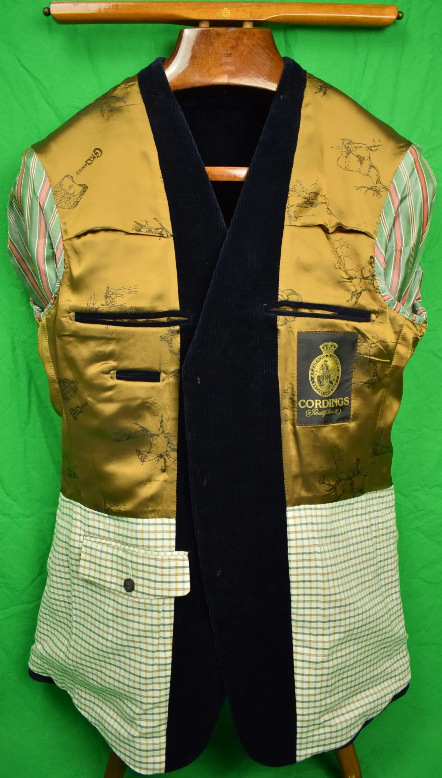 "Cordings Piccadilly Navy Cord w/ Choc Suede Trim Jacket" Sz: 40R