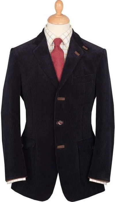"Cordings Piccadilly Navy Cord w/ Choc Suede Trim Jacket" Sz: 40R