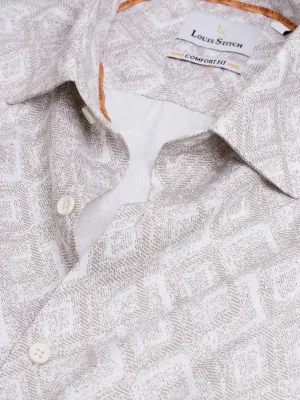Regular Fit Formal Graphic Brown Shirt For Men