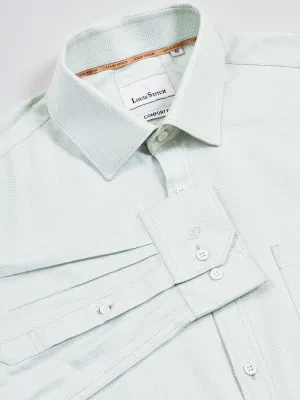Regular Fit Geometric Green Shirt For Men