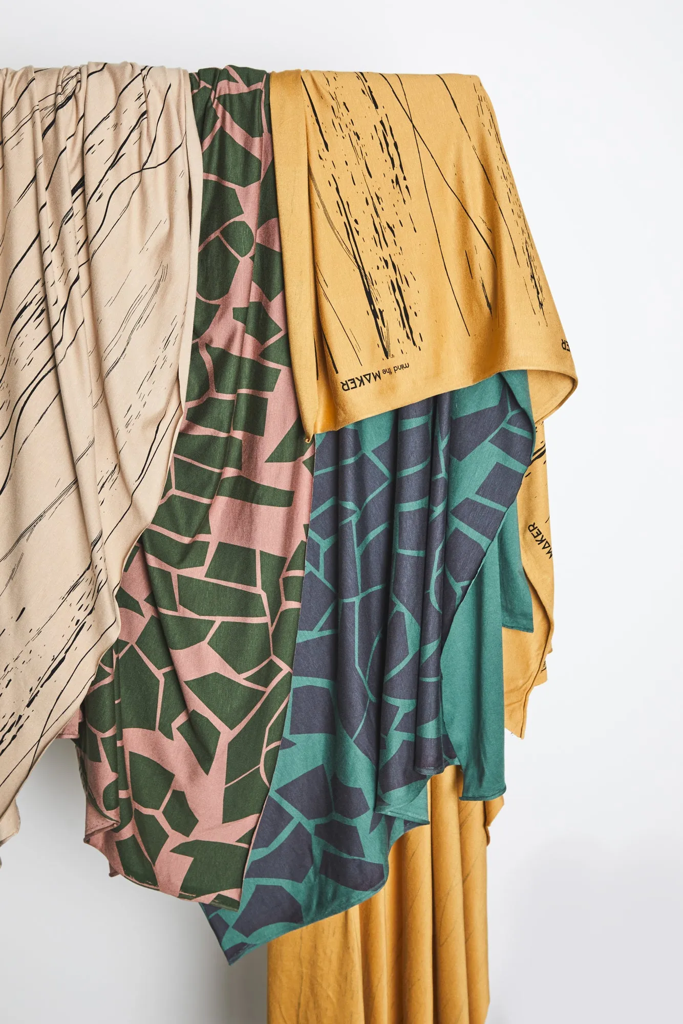REMNANT 0.38 Metre - Mind The MAKER - Odd Puzzle Chalky Green ECOVERO™ Saja Viscose Jersey
