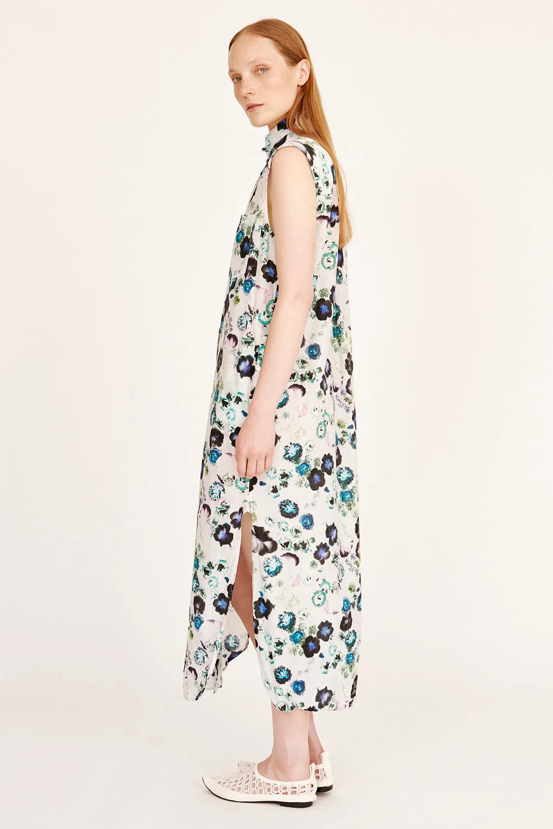 Silk Voile White Floral Highland Dress
