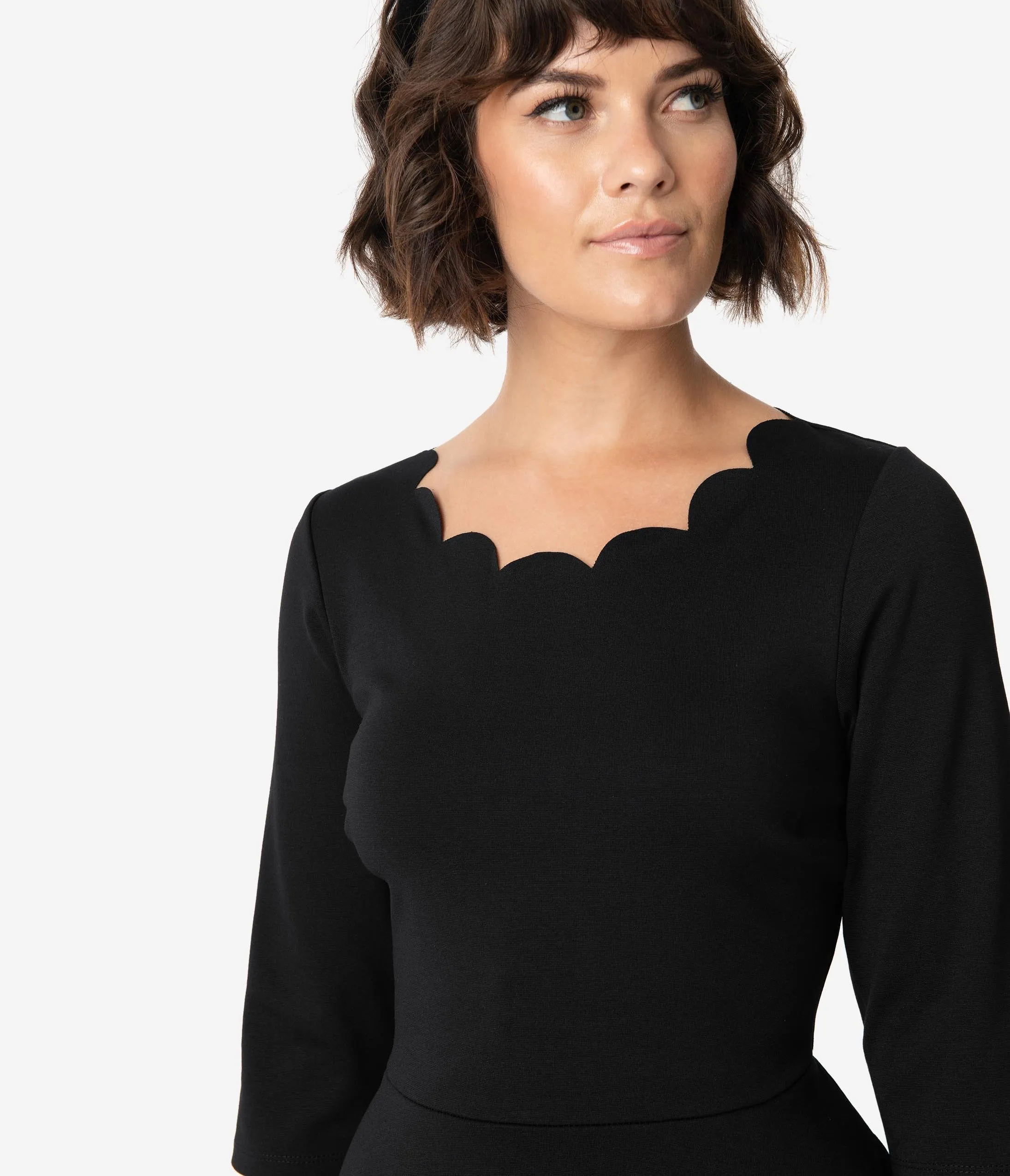 Smak Parlour Black Three-Quarter Sleeve Charmed Fit & Flare Dress