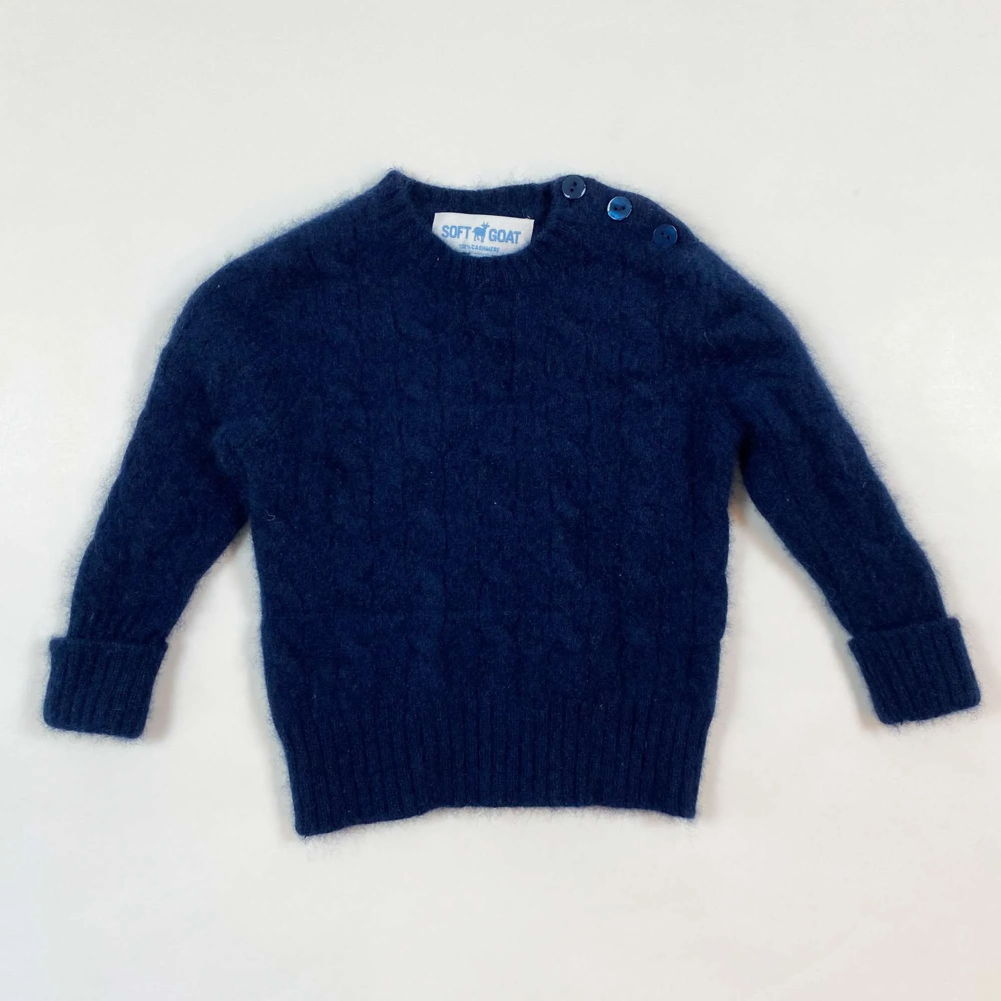 Soft Goat navy cable knit cashmere sweater 1Y