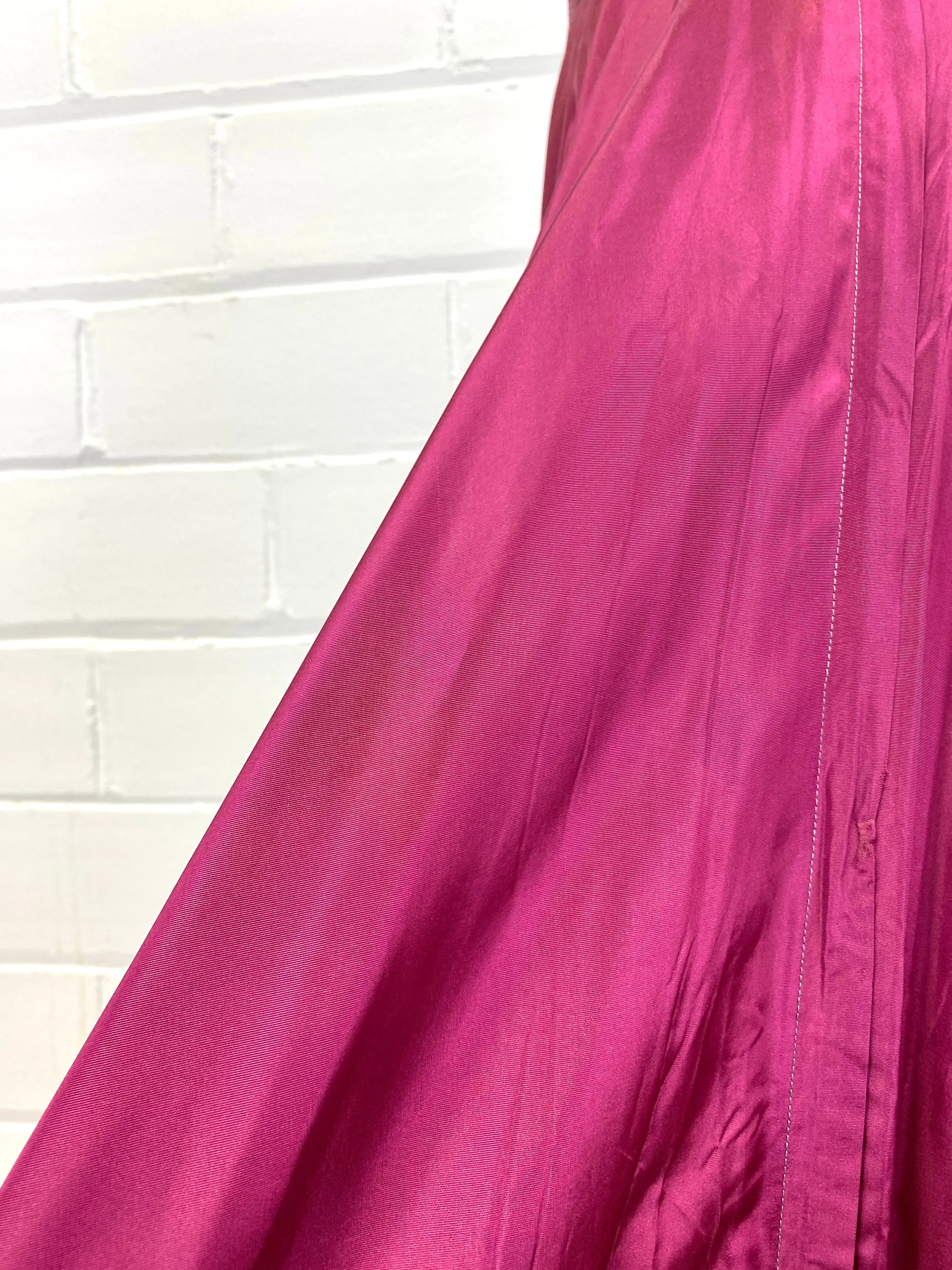 Vintage 1940s Magenta Taffeta Circle Maxi Skirt, W26"